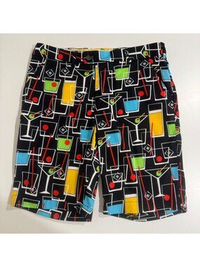 Loudmouth Golf Mens Martini Cocktail Glass Print Shorts 11" Size 34 Polyester